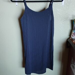 Thin Strap Black Dress With Simple Embroidery